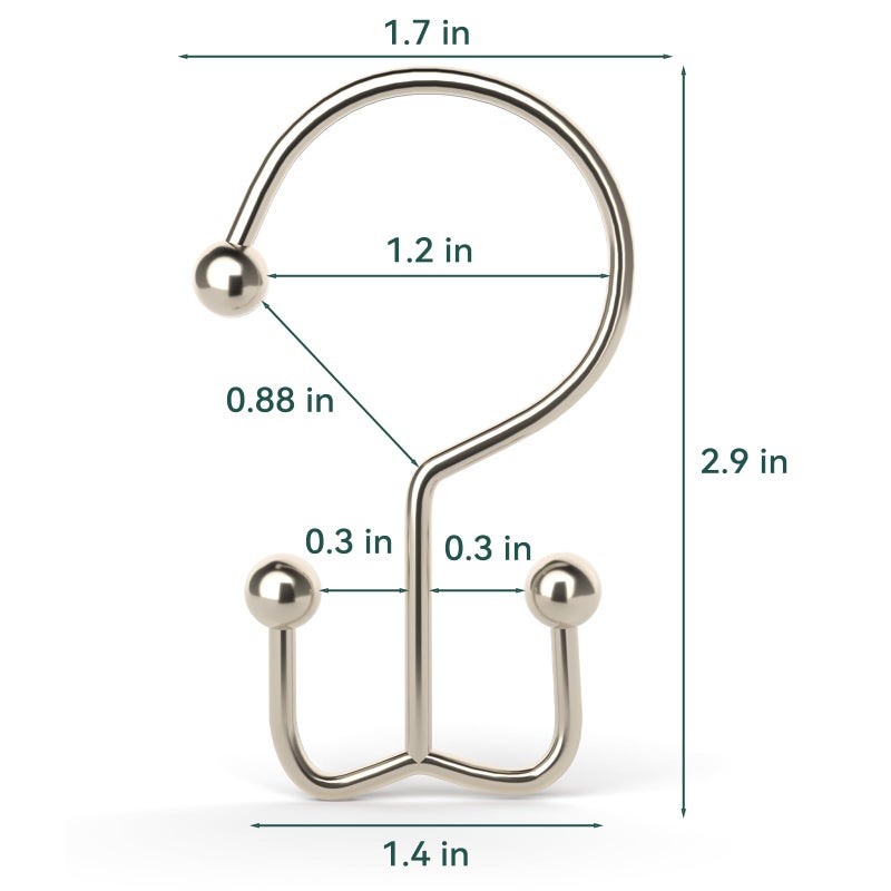 Goowin Shower Curtain Hooks, 12 Pcs Shower Curtain Rings, Durable Shower Curtain Rings Rust Proof, Double Glide Shower Rings for Curtain, Simple Shower Hooks for Shower Curtain & Liner, Brush Nickel - Image 4